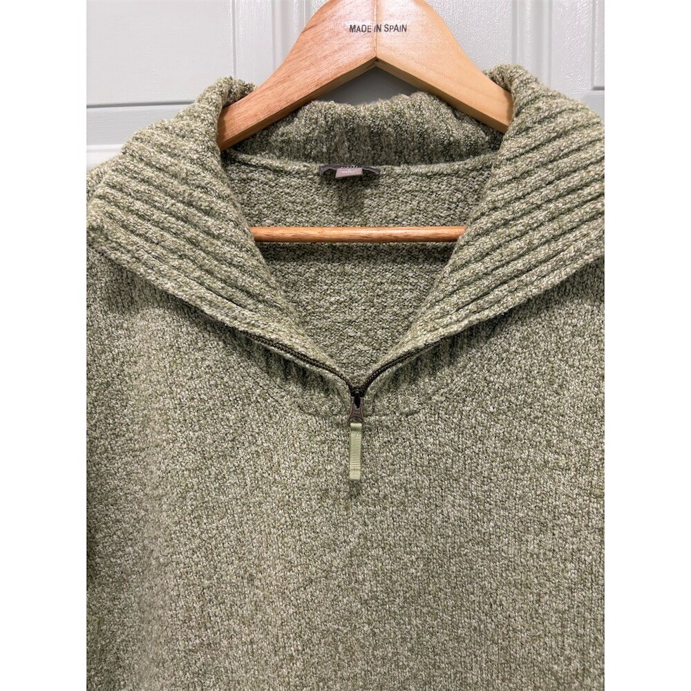 J. Jill Sweater Womens Size L Green 1/4 Zip Pullover Mock Neck Ribbed Fisherman - Picture 2 of 8